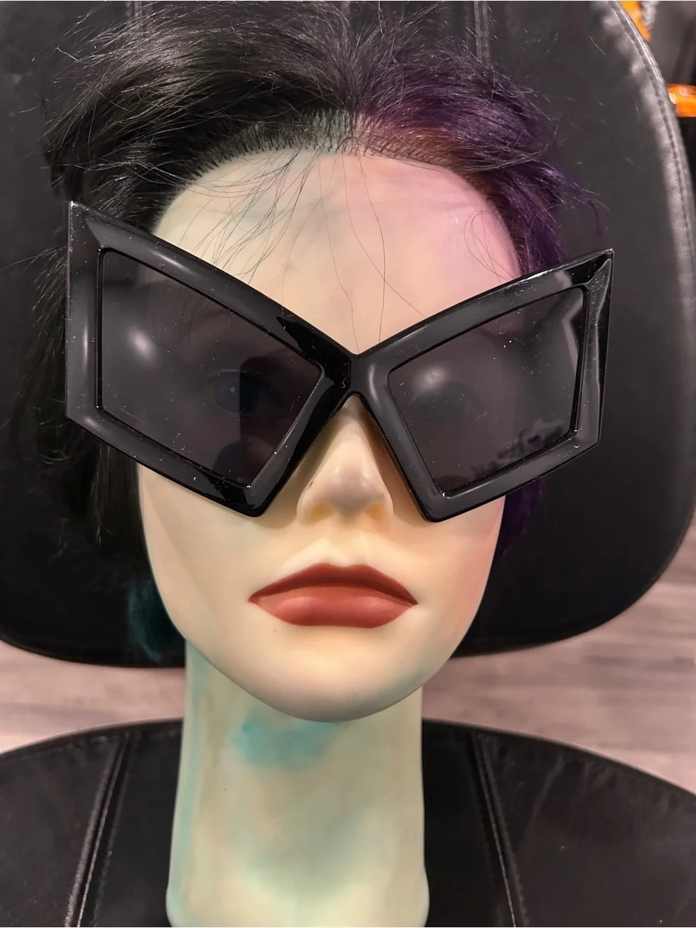 Black Oversized Geometric Women's Sunglasses